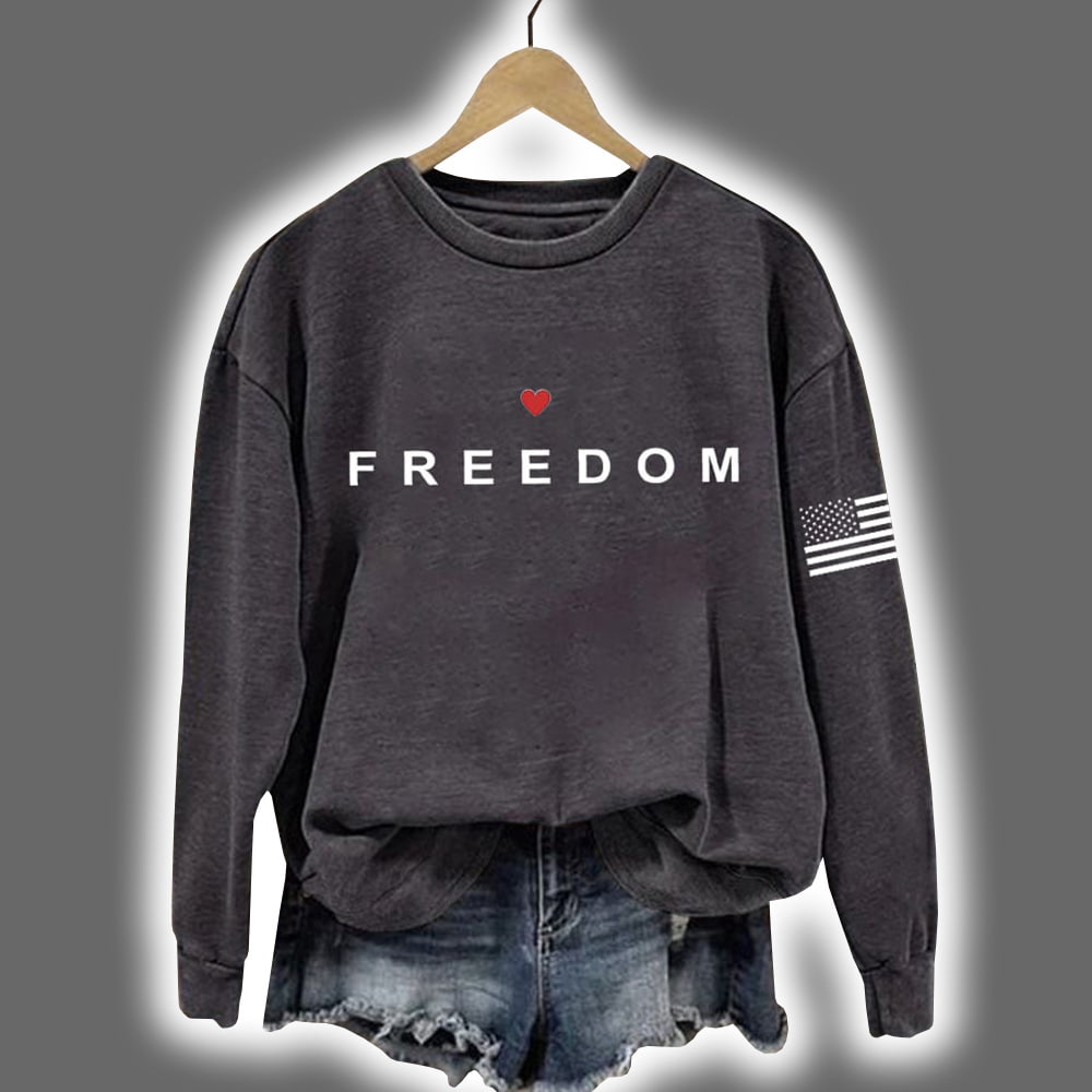 Grey-Charlie Kirk Freedom American Flag Print Sweatshirt 3D Sweater - Gift Idea product image
