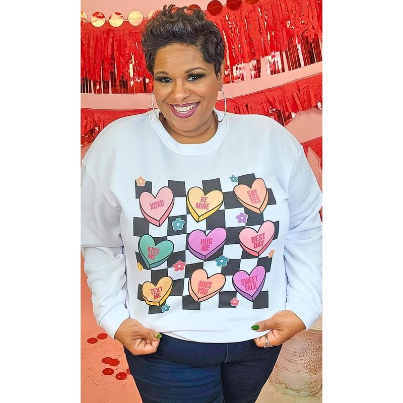 Checkerboard Conversation Hearts - Adult & Kids T-Shirts, Sweatshirts & Hoodies apparel design preview 1