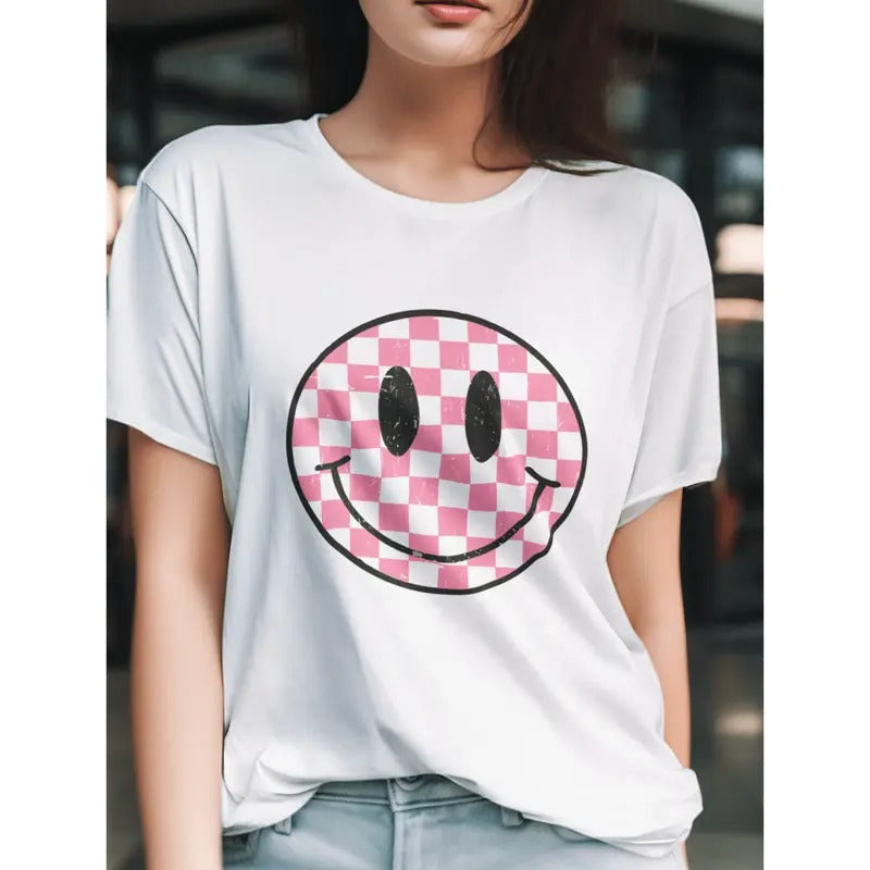 Checkerboard Smiley Natural Red Funny Teeshirt Summer - Adult & Kids T-Shirts, Sweatshirts & Hoodies apparel design preview 1