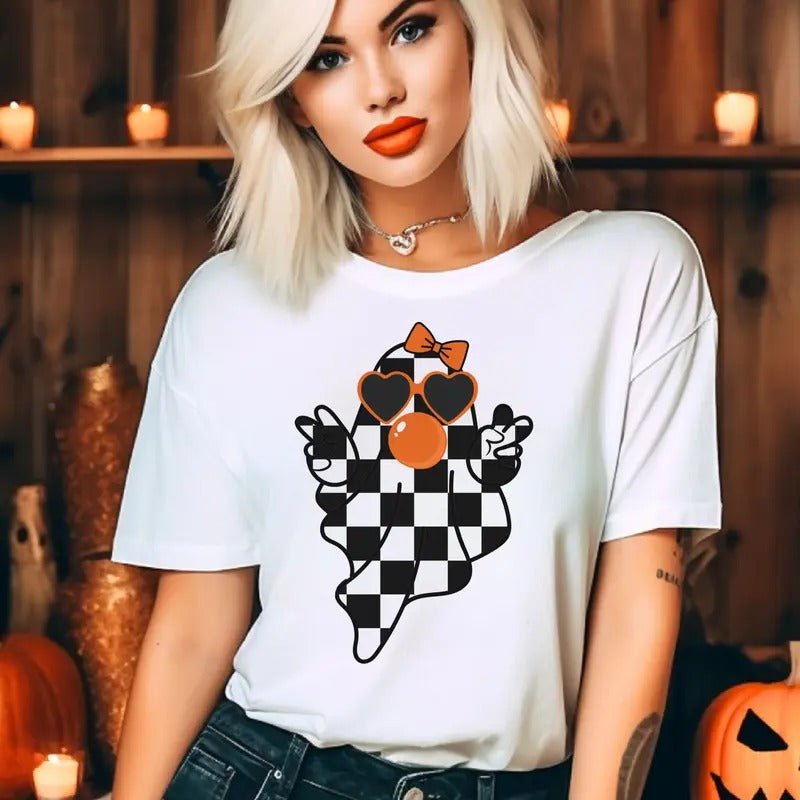 Checkered Ghost Family Halloween Boy Top Girl - Adult & Kids T-Shirts, Sweatshirts & Hoodies apparel design preview 1