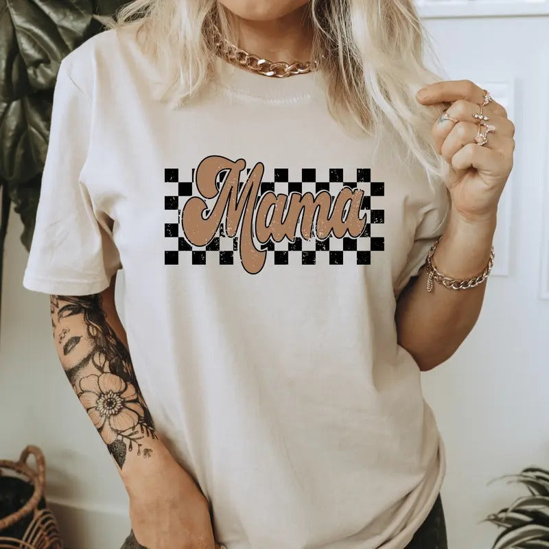 Checkered Mama Casual Everyday Retro Distressed - Adult & Kids T-Shirts, Sweatshirts & Hoodies apparel design preview 1