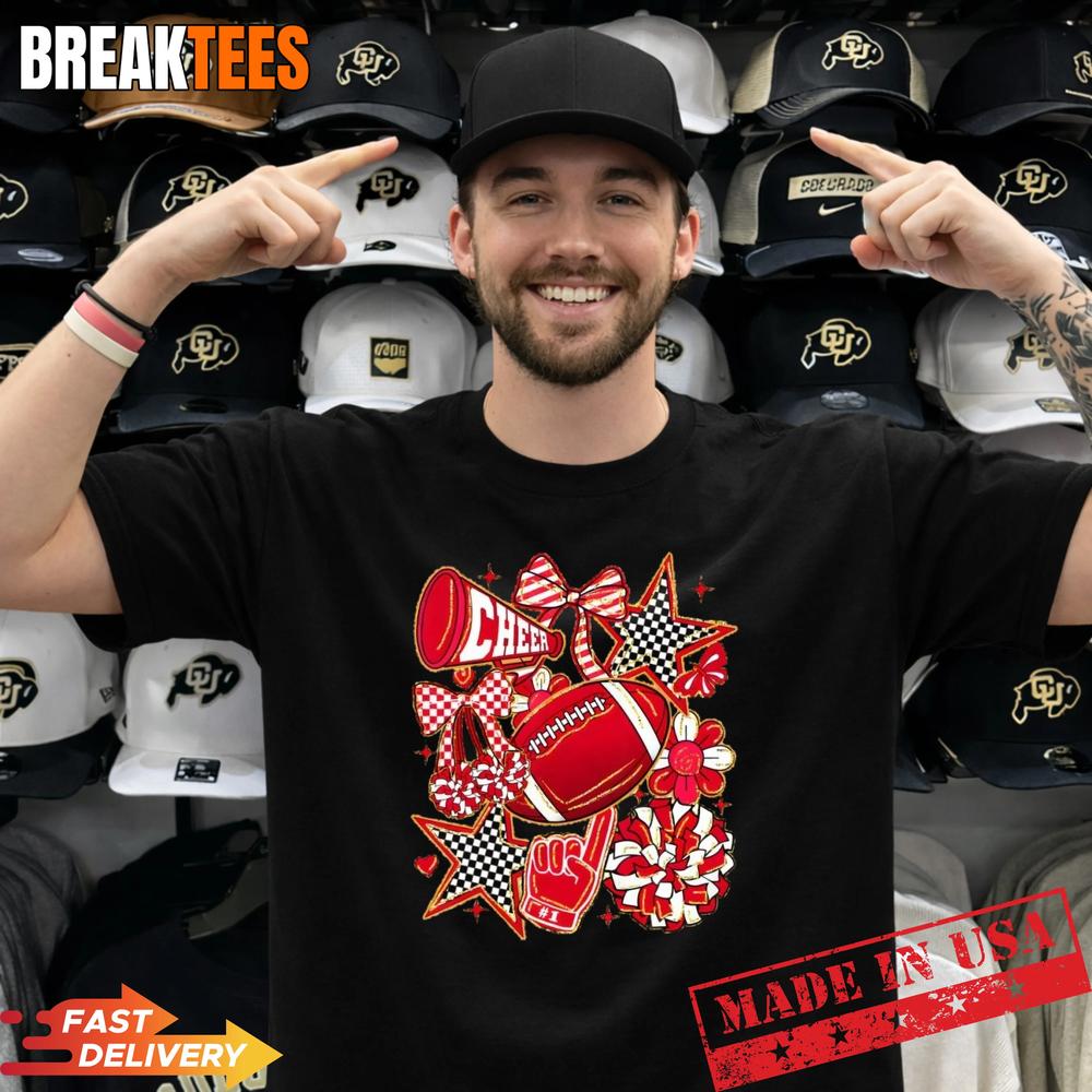 Cheer Mom Red Cheerleader Game Day Mama Football - Adult & Kids T-Shirts, Sweatshirts & Hoodies apparel design preview 1