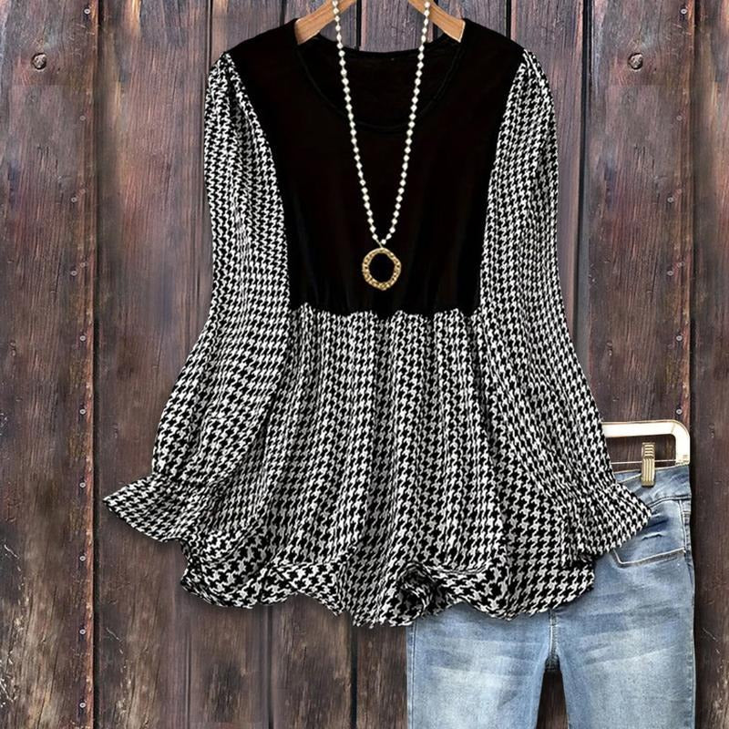 Cherrybetty Houndstooth Print Ruffle Sleeve Top - Adult & Kids T-Shirts, Sweatshirts & Hoodies apparel design preview 1