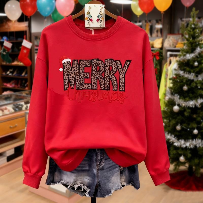 Cherrybetty Leopard Merry Embroided 100%Cotton - Adult & Kids T-Shirts, Sweatshirts & Hoodies apparel design preview 1