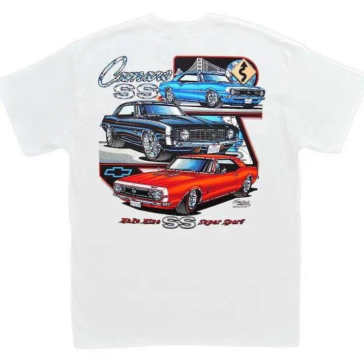 Chevrolet Camaro SS White 1967 1968 1969 Motion Copo - Adult & Kids T-Shirts, Sweatshirts & Hoodies apparel design preview 1