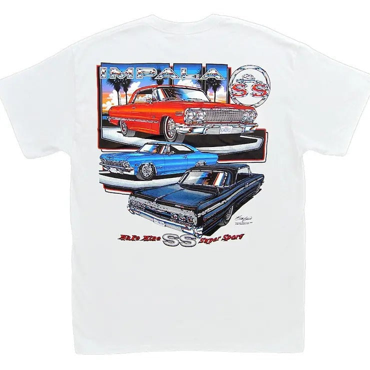 Chevrolet Impala SS White Chevy Super Sport 409 1963 - Adult & Kids T-Shirts, Sweatshirts & Hoodies apparel design preview 1
