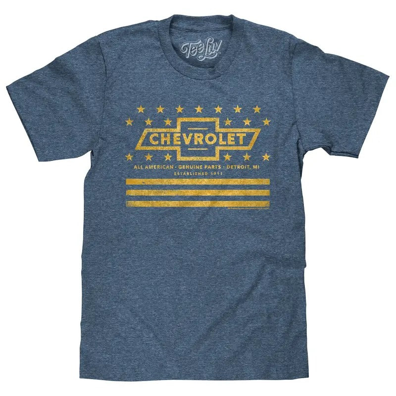 Chevrolet Yellow Stars Stripes Gray - Adult & Kids T-Shirts, Sweatshirts & Hoodies apparel design preview 1