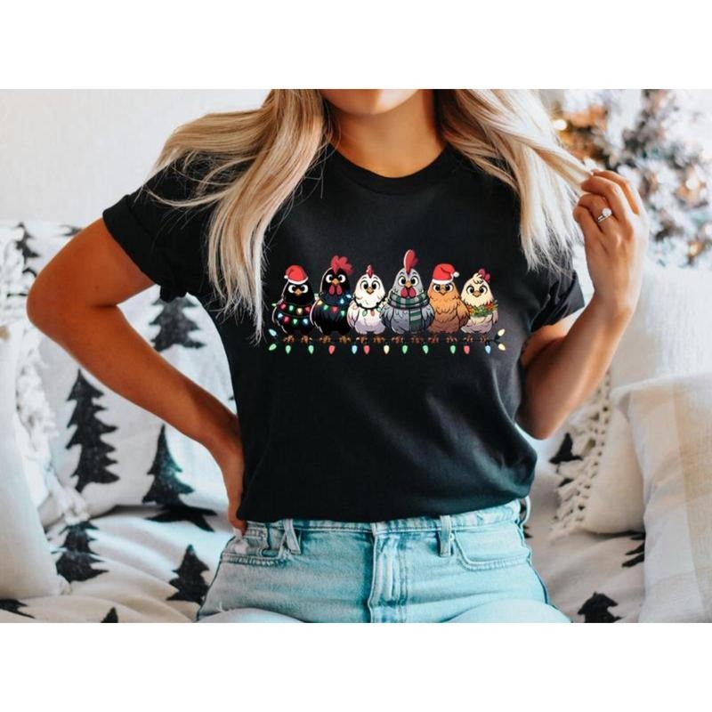 Chicken Lights Farm Animal Lovers Farmer Xmas Party - Adult & Kids T-Shirts, Sweatshirts & Hoodies apparel design preview 1