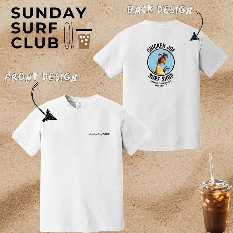 Chicken Joe Surf Shop Comfort Colors Beach Dyed Top - Adult & Kids T-Shirts, Sweatshirts & Hoodies apparel design preview 1