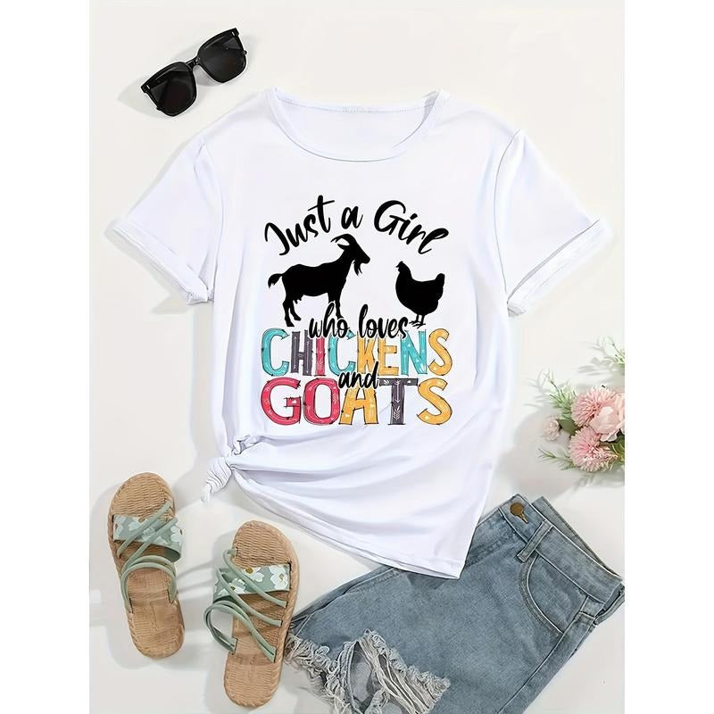 Chicken Goat Cute Fun Printed Round Neck Short - Adult & Kids T-Shirts, Sweatshirts & Hoodies apparel design preview 1