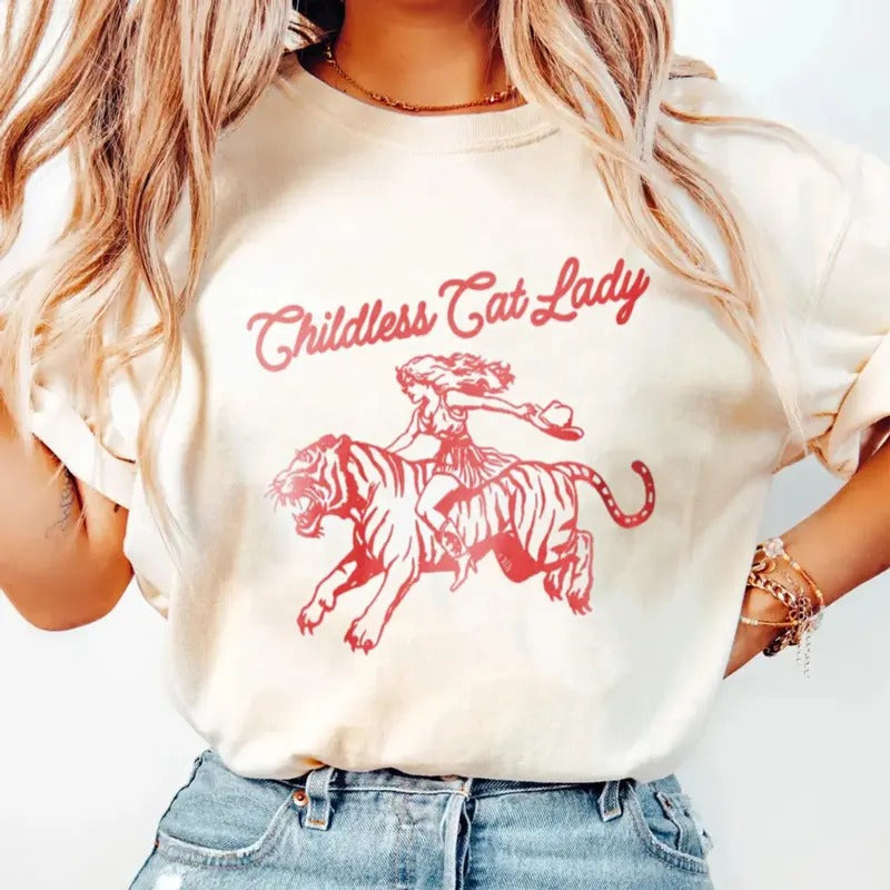 Childless Cat Lady Kamalla Harris President 2024 - Adult & Kids T-Shirts, Sweatshirts & Hoodies apparel design preview 1