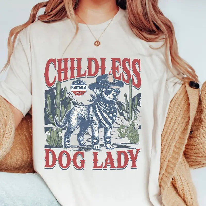 Childless Dog Lady Kamala President 2024 Power - Adult & Kids T-Shirts, Sweatshirts & Hoodies apparel design preview 1