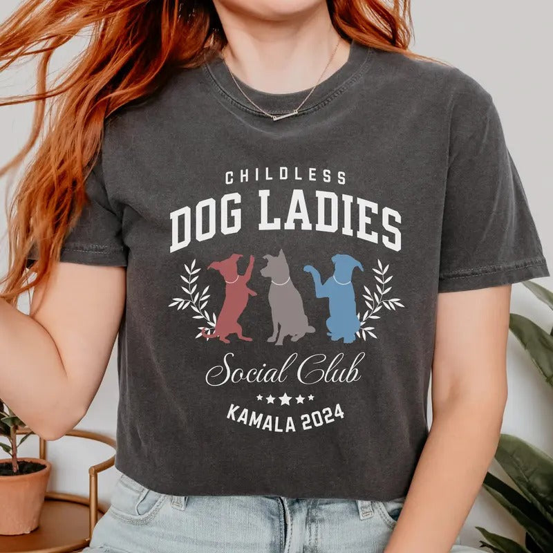 Childless Dog Lady Kamala Harris President 2024 Power - Adult & Kids T-Shirts, Sweatshirts & Hoodies apparel design preview 1