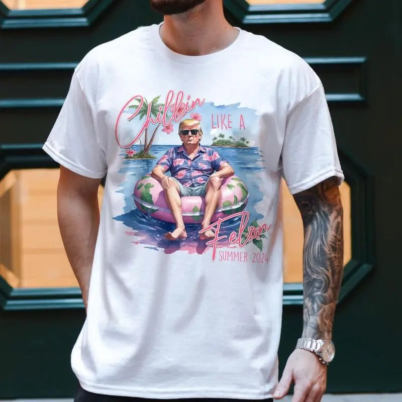 Chillin Like Felon Summer 2024 2 USA Patriotic Wanted - Adult & Kids T-Shirts, Sweatshirts & Hoodies apparel design preview 1
