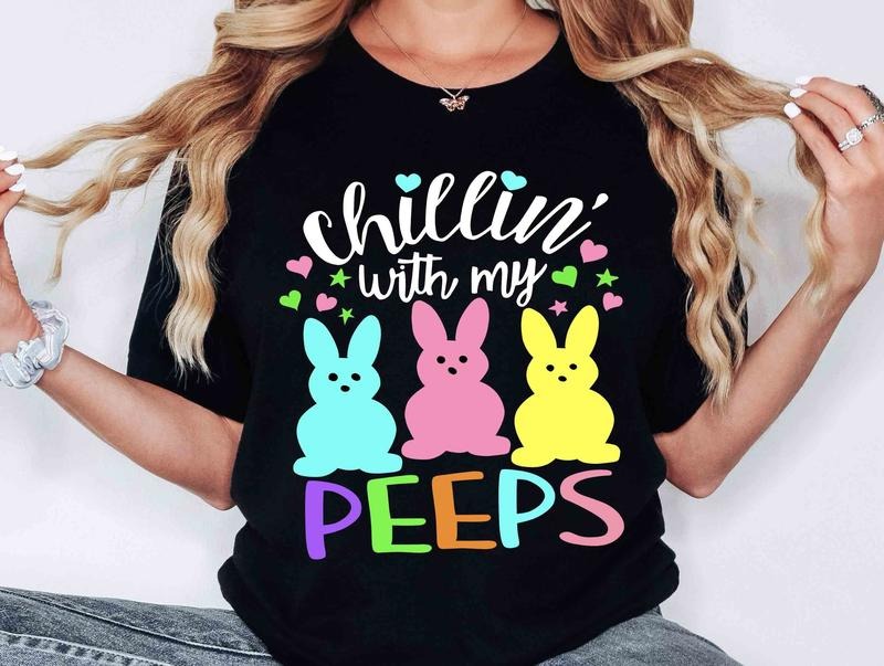 Chillin My Peeps Funny Easter Day Bunny Family - Adult & Kids T-Shirts, Sweatshirts & Hoodies apparel design preview 1