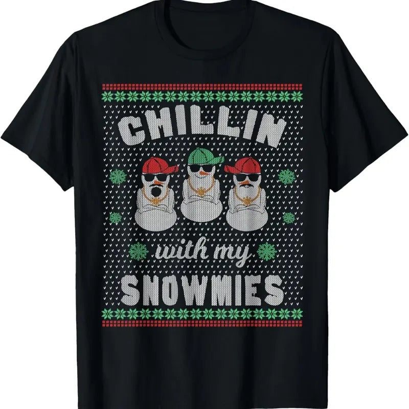 Chillin My Snowmies Ugly Snowman - Adult & Kids T-Shirts, Sweatshirts & Hoodies apparel design preview 1