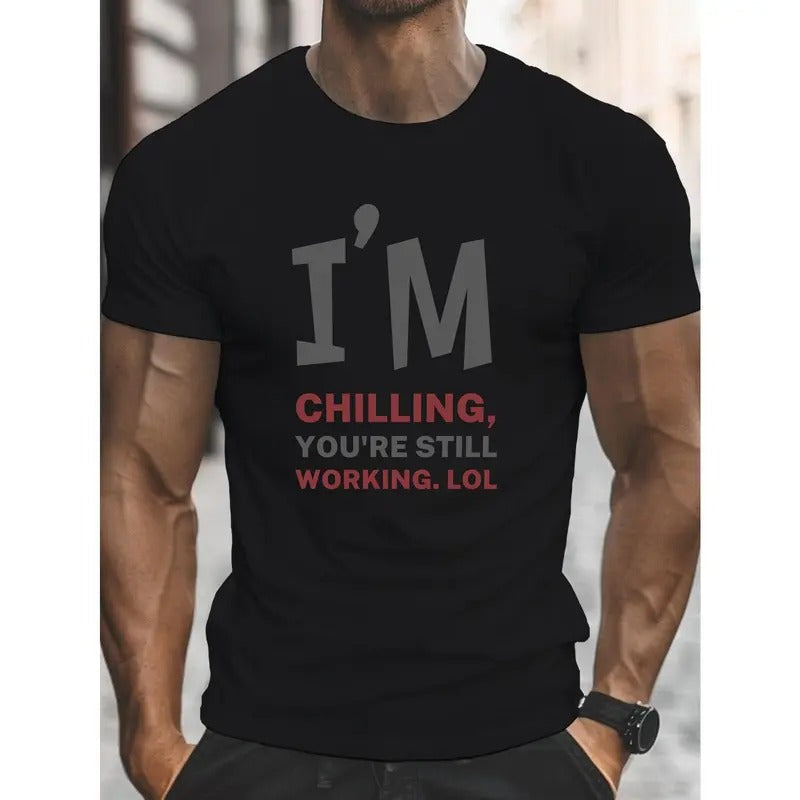 Chilling Working Print Round Crew Neck Short Sleeve - Adult & Kids T-Shirts, Sweatshirts & Hoodies apparel design preview 1