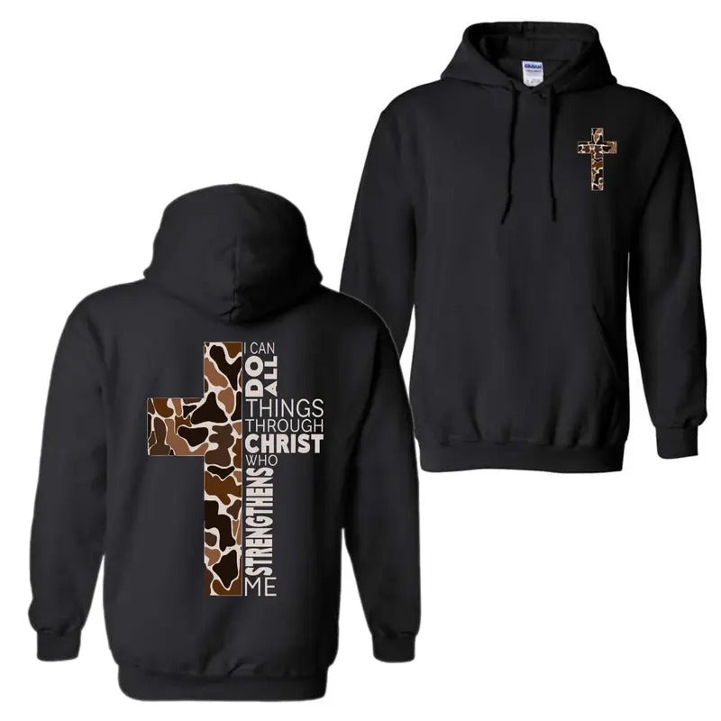 Christian Camo Cross Philippians 4:13 Verse Faithful - Adult & Kids T-Shirts, Sweatshirts & Hoodies apparel design preview 1