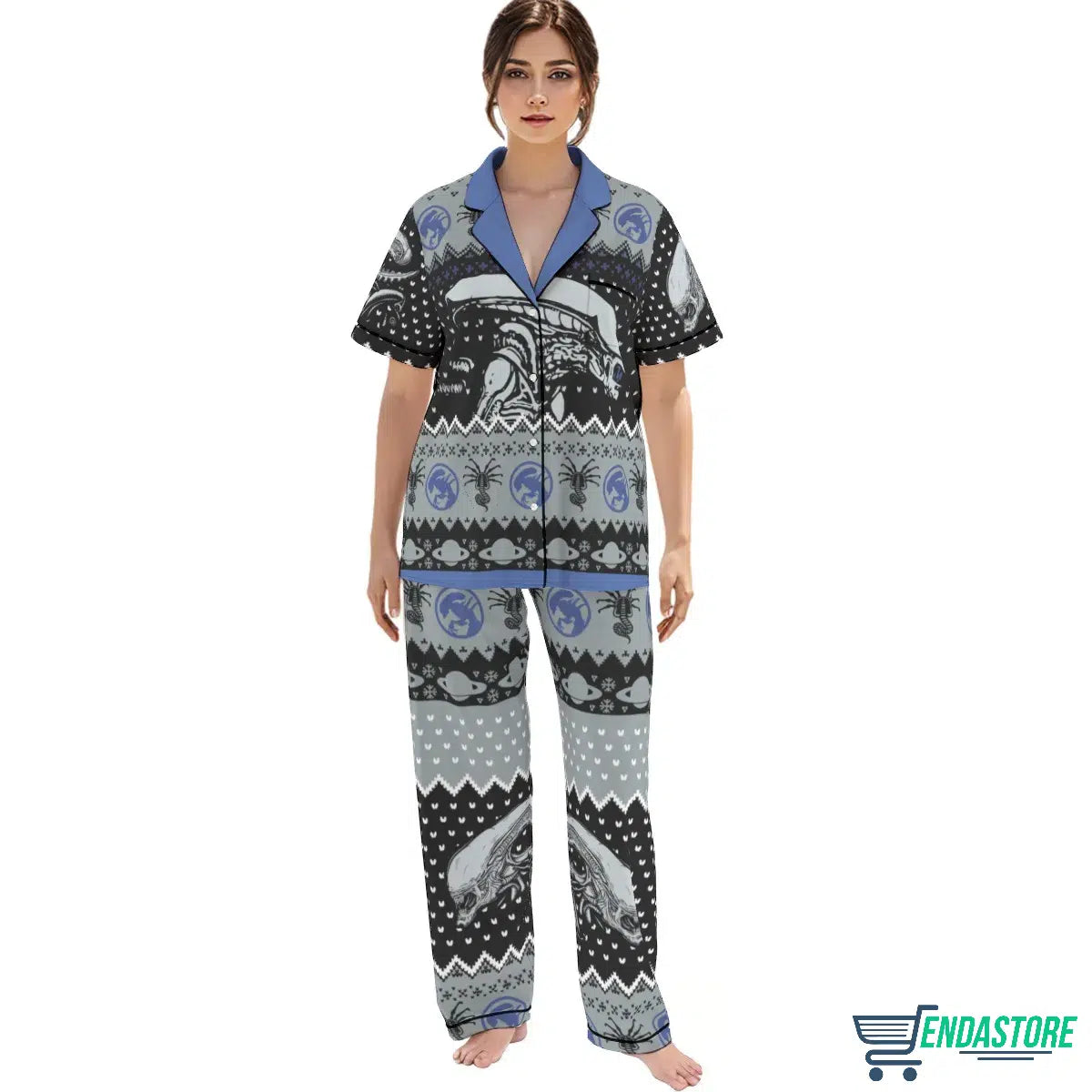 Christmas Alien Xenomorph Pajamas Set 3D Christmas Sweater - Holiday Gift product image 2