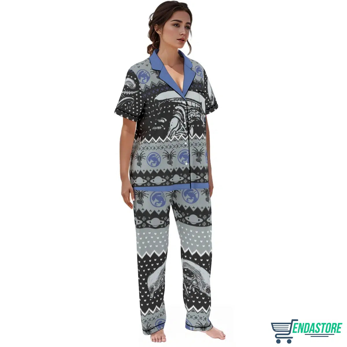 Christmas Alien Xenomorph Pajamas Set 3D Christmas Sweater - Holiday Gift product image 4