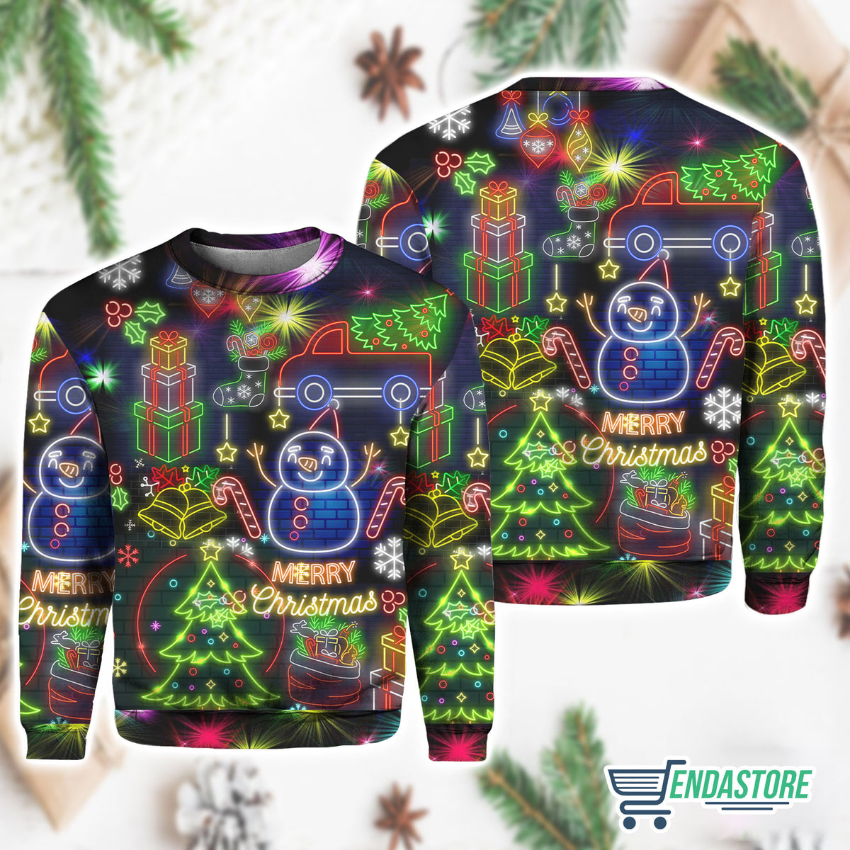Christmas Bright Neon Lighting 3D Ugly Christmas Sweater - Holiday Gift product image 2