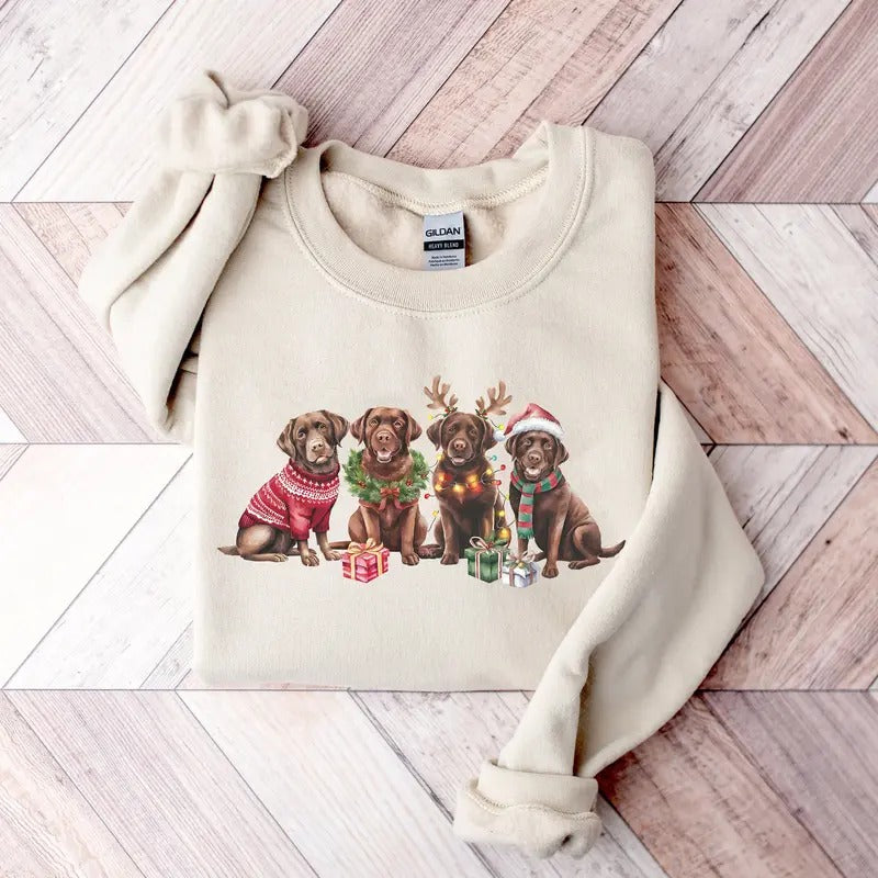 Brown Labrador Dog Xmas Chocolate Lab Mom Lover Funny - Adult & Kids T-Shirts, Sweatshirts & Hoodies apparel design preview 1