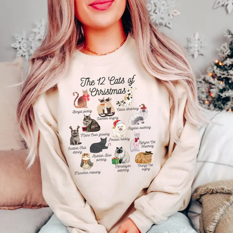 Cat 12 Cats Meowy Lover Cozy - Adult & Kids T-Shirts, Sweatshirts & Hoodies apparel design preview 1