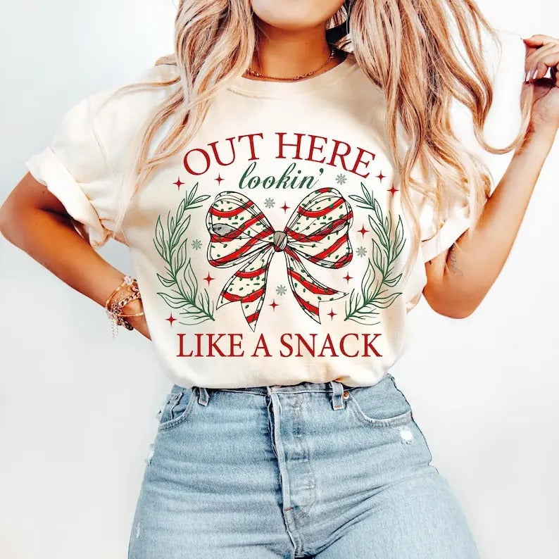 Coquette Bow Out Here Lookin Like Snack Cake Retro - Adult & Kids T-Shirts, Sweatshirts & Hoodies apparel design preview 1