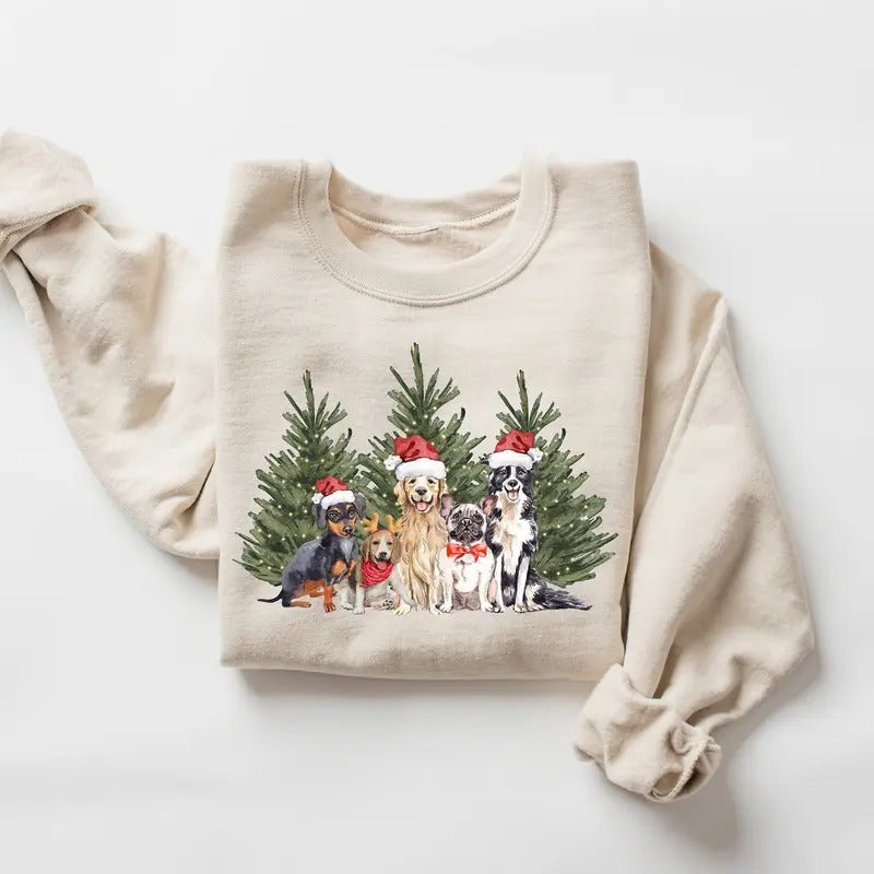Dog Family Xmas - Adult & Kids T-Shirts, Sweatshirts & Hoodies apparel design preview 1