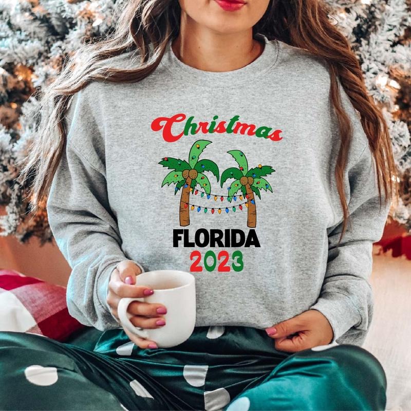Florida 2023 Tropical Xmas Palm Tree Matching Family - Adult & Kids T-Shirts, Sweatshirts & Hoodies apparel design preview 1