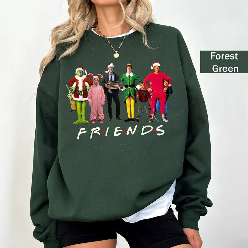 Friends Movie Watching Funny Family Xmas - Adult & Kids T-Shirts, Sweatshirts & Hoodies apparel design preview 1