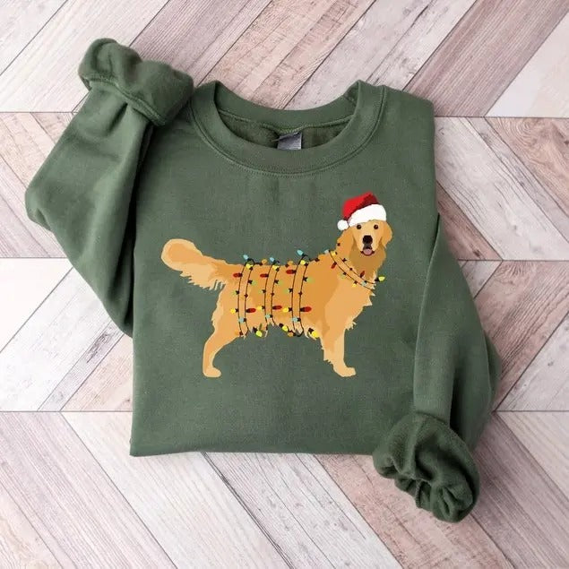 Golden Retriever Happy New Year Dog Lights Mom Lover - Adult & Kids T-Shirts, Sweatshirts & Hoodies apparel design preview 1