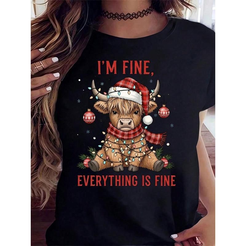 Highland Cow I'M Fine Everything Is Funny Party - Adult & Kids T-Shirts, Sweatshirts & Hoodies apparel design preview 1
