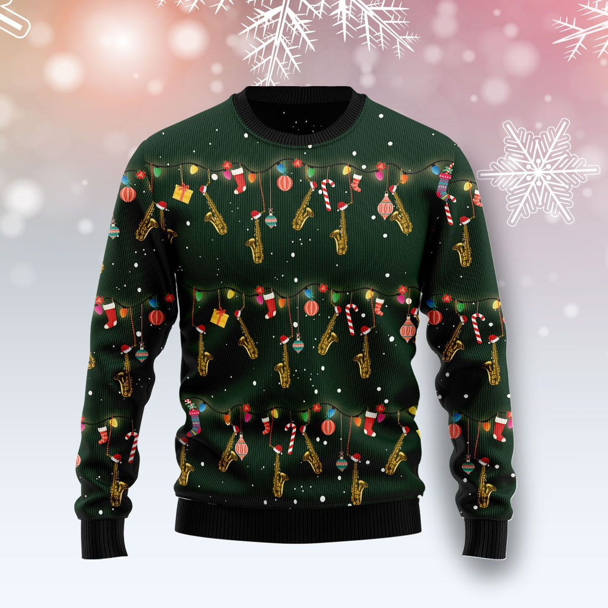 Christmas Instrument Saxophone 3D Ugly Christmas Sweater - Holiday Gift product image