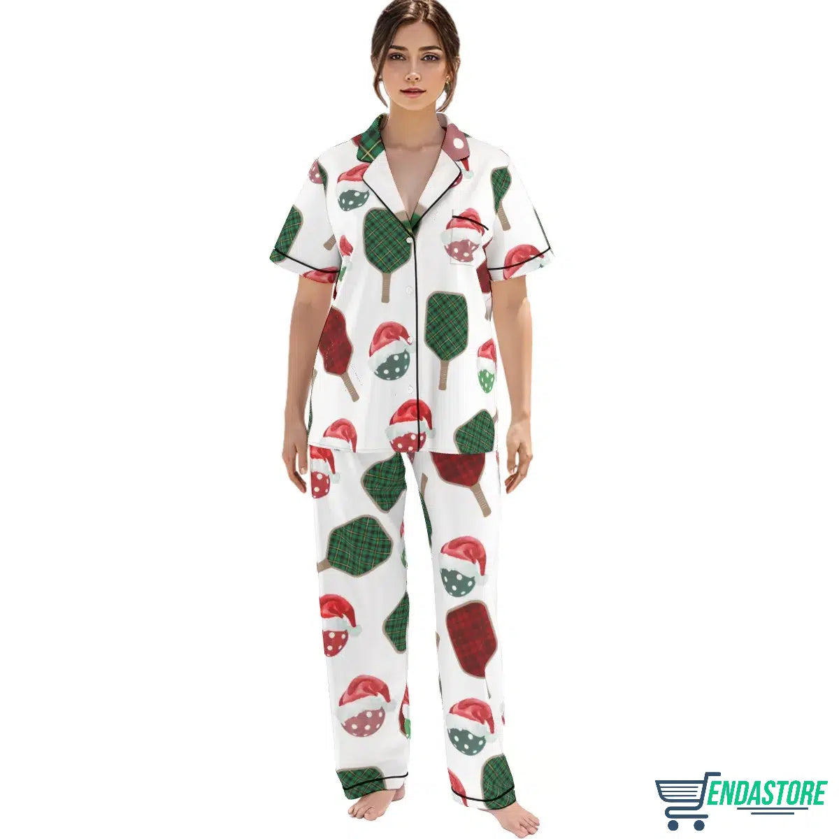 Christmas Pickleball Satin Pajama Set 3D Christmas Sweater - Holiday Gift product image 2