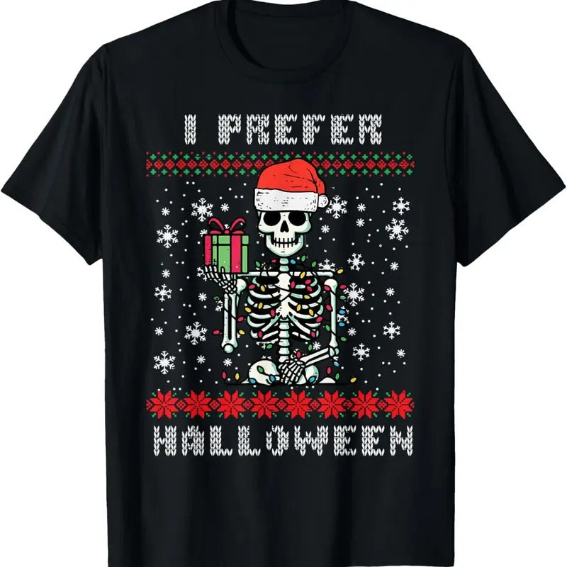 Skeleton I Prefer Halloween Ugly Xmas - Adult & Kids T-Shirts, Sweatshirts & Hoodies apparel design preview 1