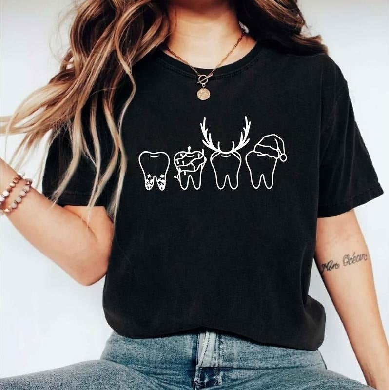 Teeth Dentist Merry Santa Tooth Student Dental Squad - Adult & Kids T-Shirts, Sweatshirts & Hoodies apparel design preview 1