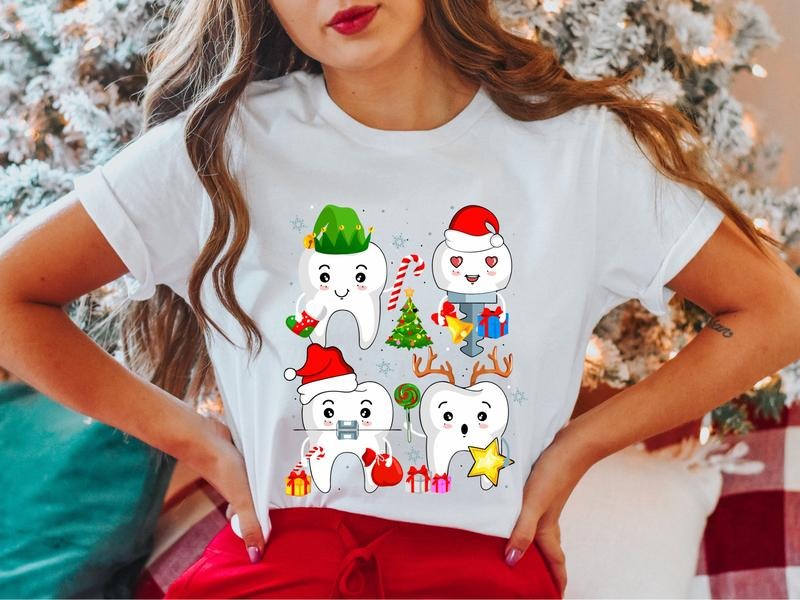 Teeth Funny Dentist Dental Squad Xmas Student - Adult & Kids T-Shirts, Sweatshirts & Hoodies apparel design preview 1