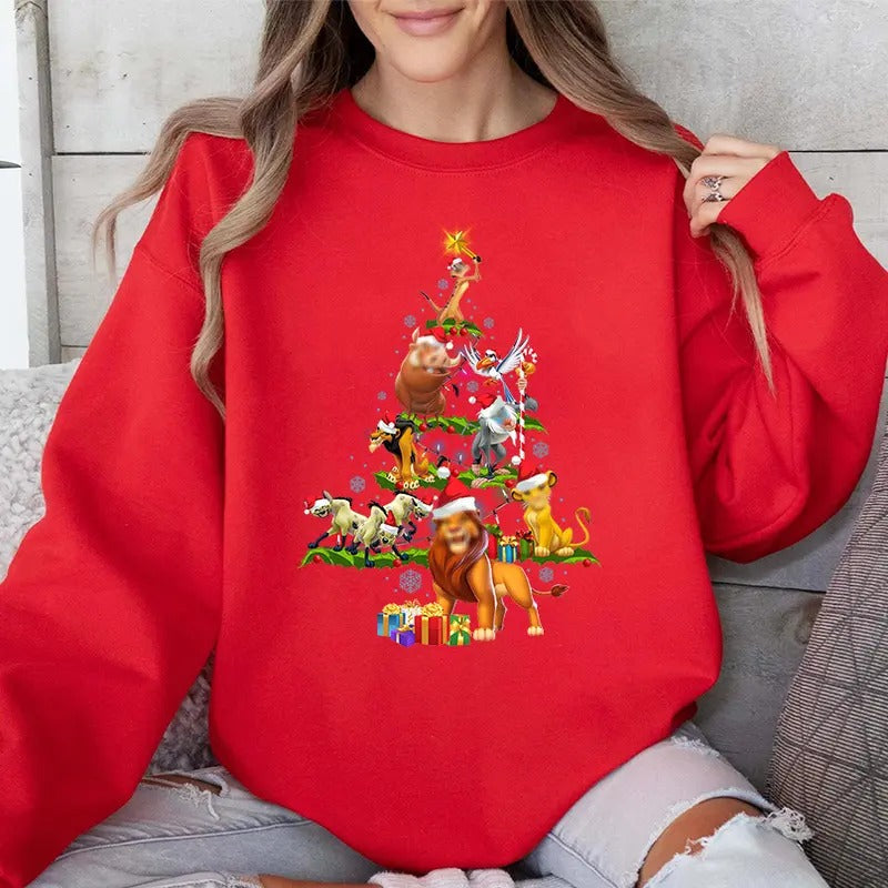 Tree Lion King Xmas Characters Party - Adult & Kids T-Shirts, Sweatshirts & Hoodies apparel design preview 1