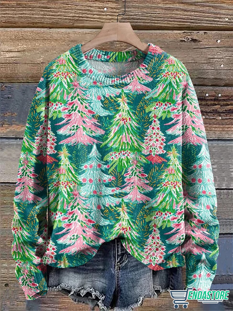 Christmas Trees Bright Pink Christmas Trees Winter Print Knit Pullover 3D Christmas Sweater - Holiday Gift product image