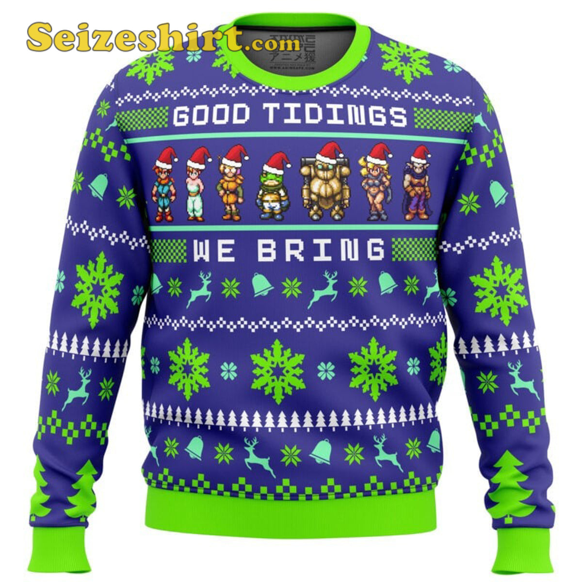Chrono Trigger Good Tidings We Bring Ugly Christmas Green Ugly Christmas Sweater - Holiday Gift product image