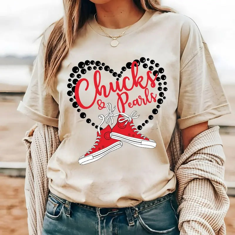 Chucks Pearls Heart 2024 Kamala Harris Madam Vice - Adult & Kids T-Shirts, Sweatshirts & Hoodies apparel design preview 1