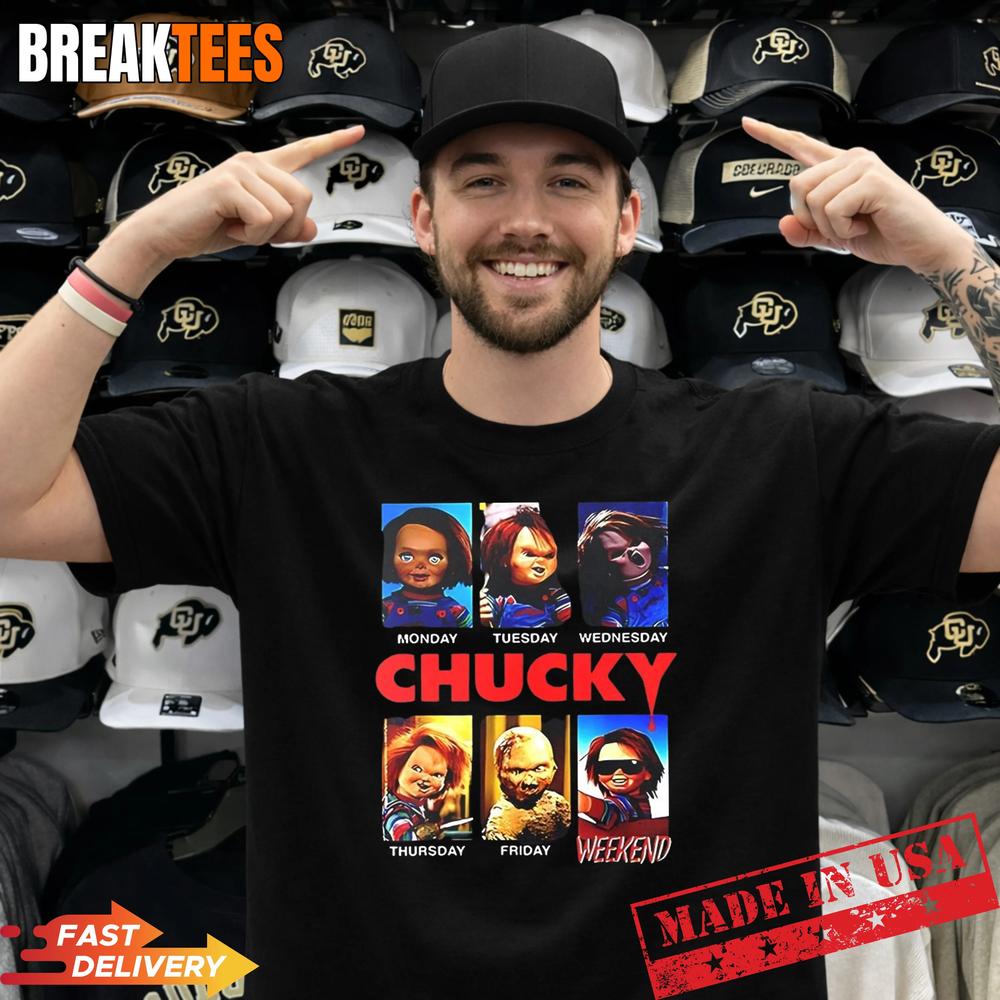 Chucky Days of The Week Moods - Adult & Kids T-Shirts, Sweatshirts & Hoodies apparel design preview 1