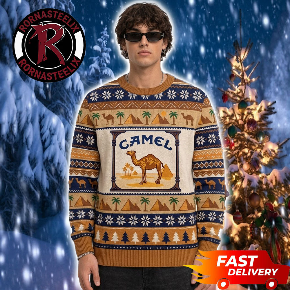 Cigarette Camel And Pyramids Desert Ugly Christmas Sweater - Holiday Gift product image