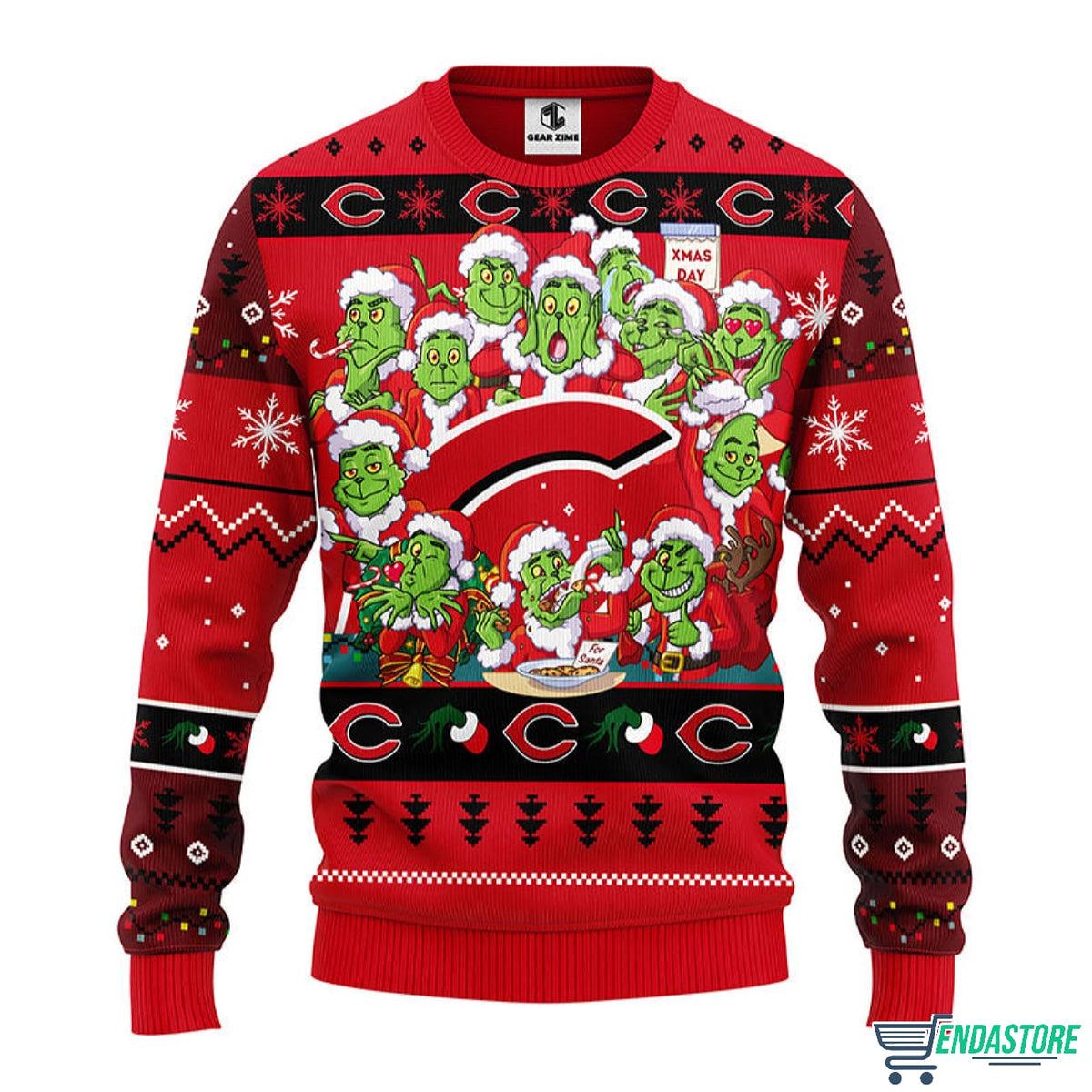 Cincinnati Reds 12 Grnch Xmas Day 3D Ugly Christmas Sweater - Holiday Gift product image