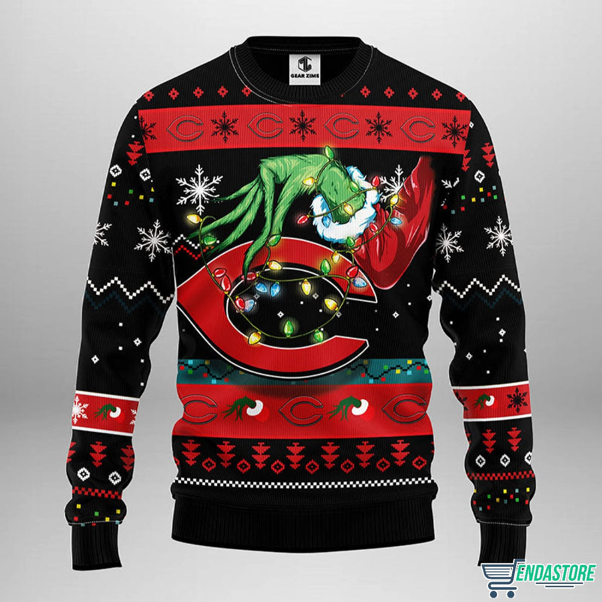 Cincinnati Reds Funny Grnch 3D Ugly Christmas Sweater - Holiday Gift product image