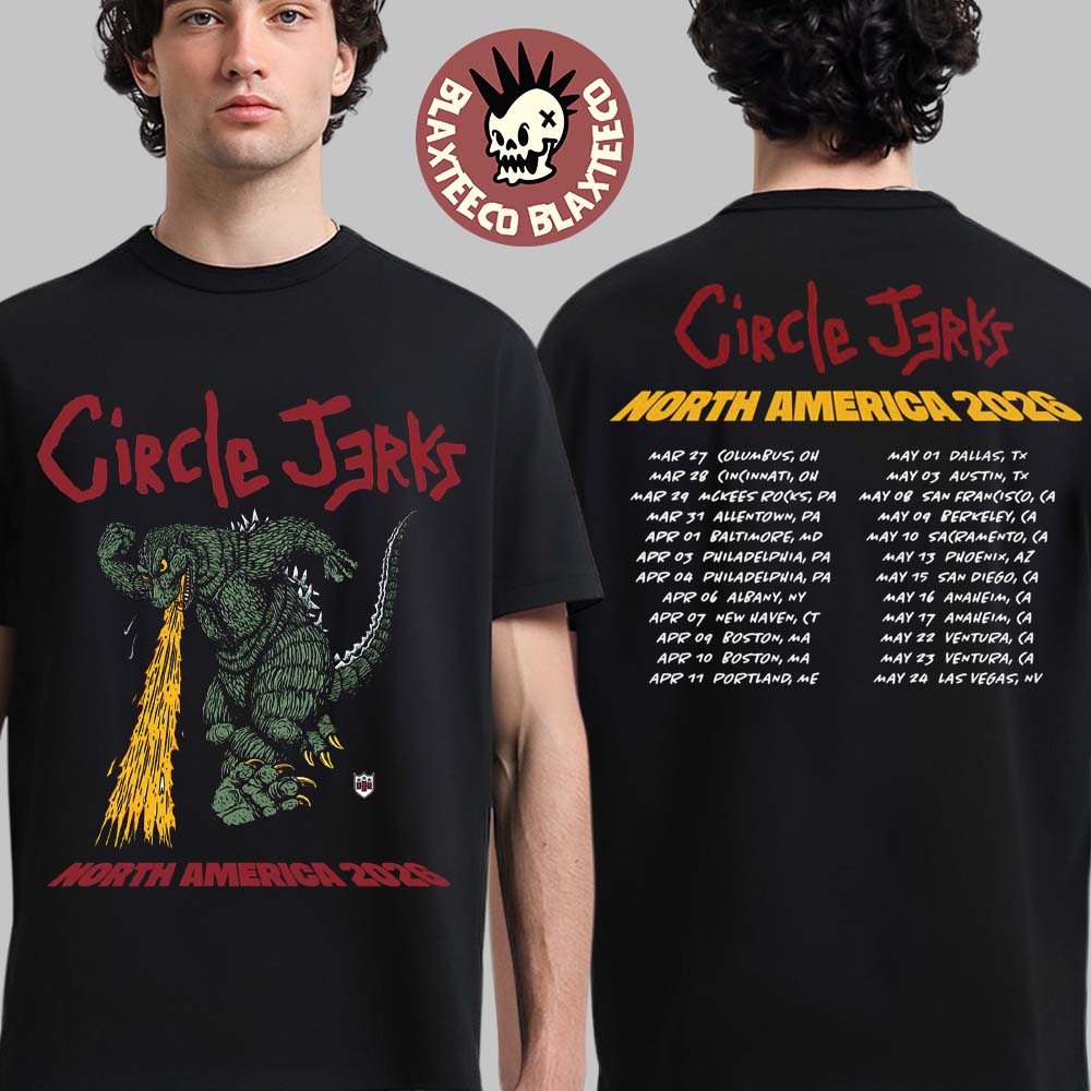 Circle Jerks North America Tour 2026 Merch Godzilla - Adult & Kids T-Shirts, Sweatshirts & Hoodies apparel design preview 1