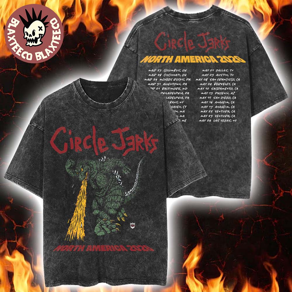 Circle Jerks North America Tour 2026 Merch Godzilla - Adult & Kids T-Shirts, Sweatshirts & Hoodies apparel design preview 1