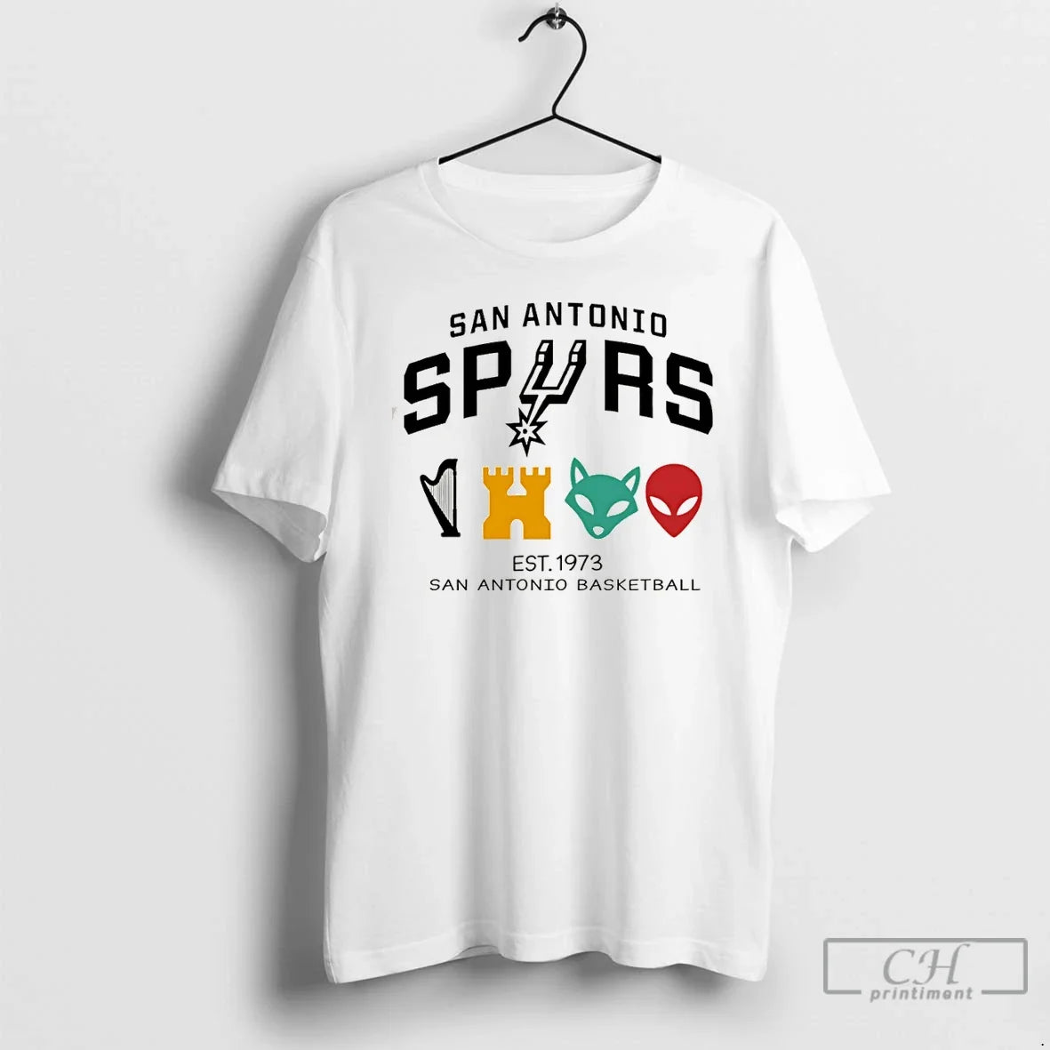 Classic Alien Castle Engine Harp San Antonio Spurs - Adult & Kids T-Shirts, Sweatshirts & Hoodies apparel design preview 1