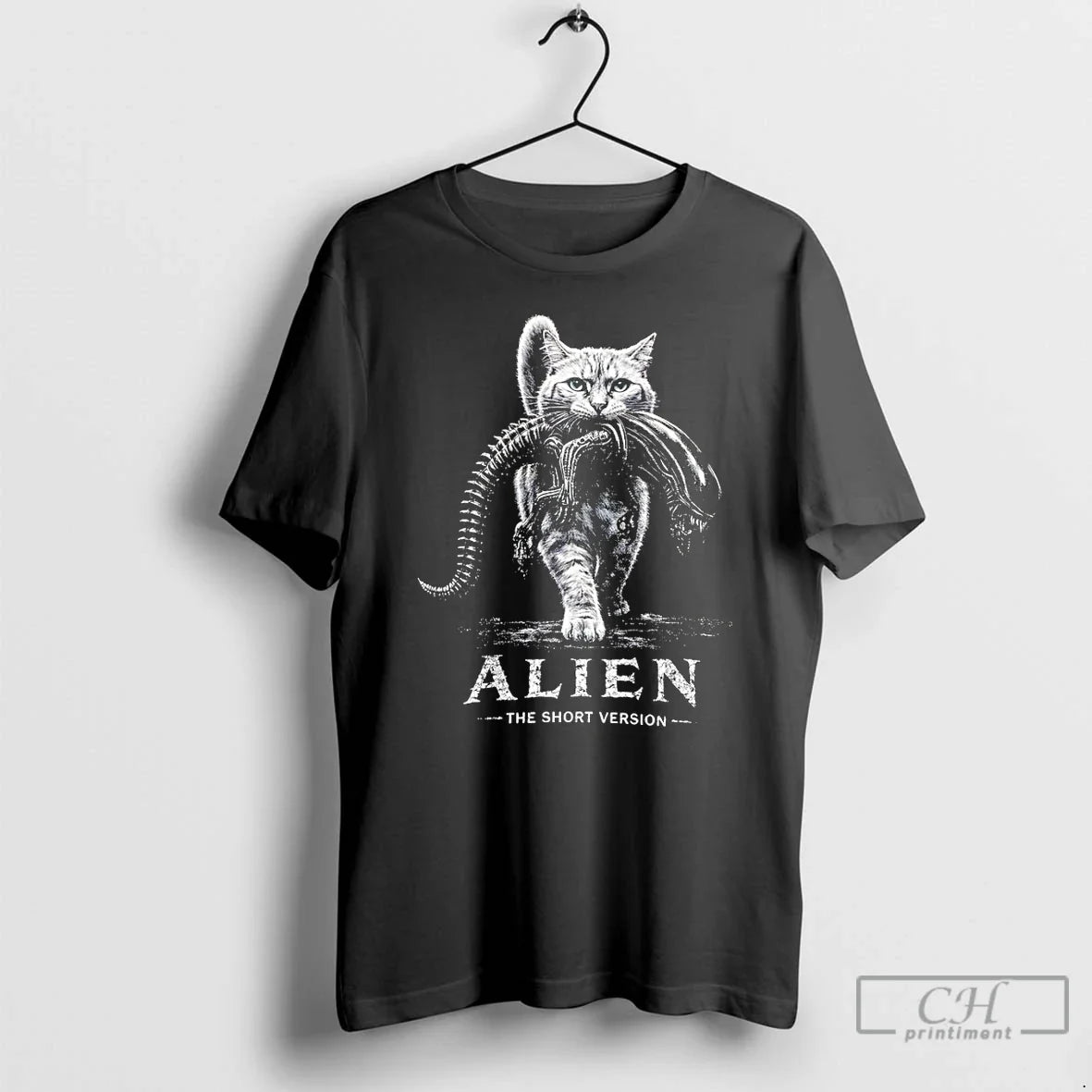 Classic Alien The Short Version Cat Sci Fi Horror - Adult & Kids T-Shirts, Sweatshirts & Hoodies apparel design preview 1